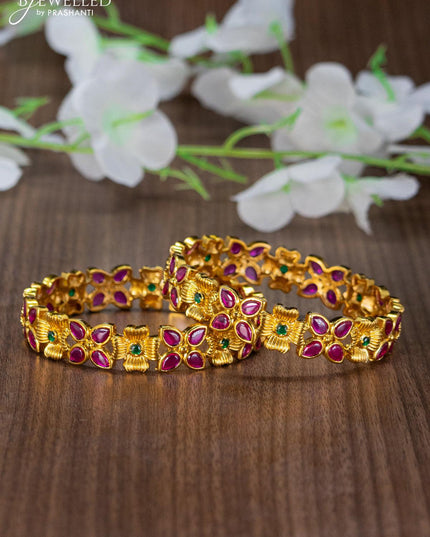 Antique bangles floral design with kemp stones - {{ collection.title }} by Prashanti Sarees
