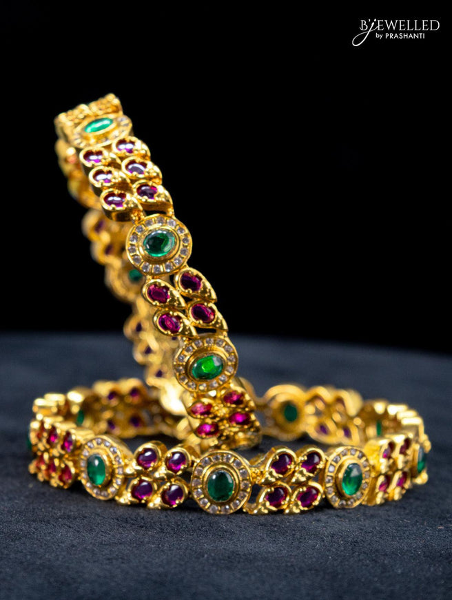 Antique bangles with kemp and cz stone - {{ collection.title }} by Prashanti Sarees