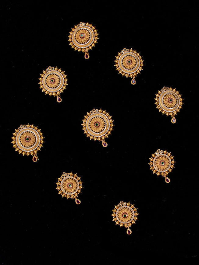 Antique jada billai floral design with kemp stones - {{ collection.title }} by Prashanti Sarees
