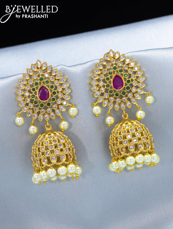 Antique jhumkas with kemp and cz stone - {{ collection.title }} by Prashanti Sarees
