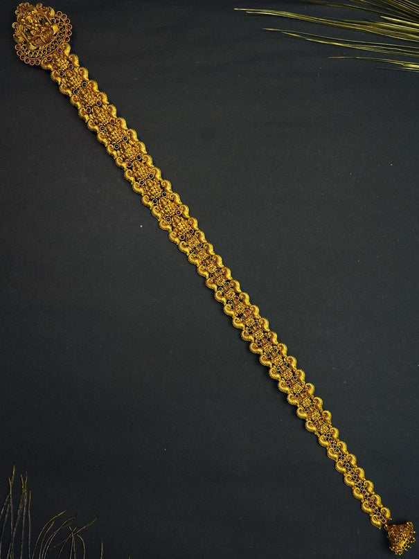 Antique lakshmi jada billai with kemp stone - {{ collection.title }} by Prashanti Sarees