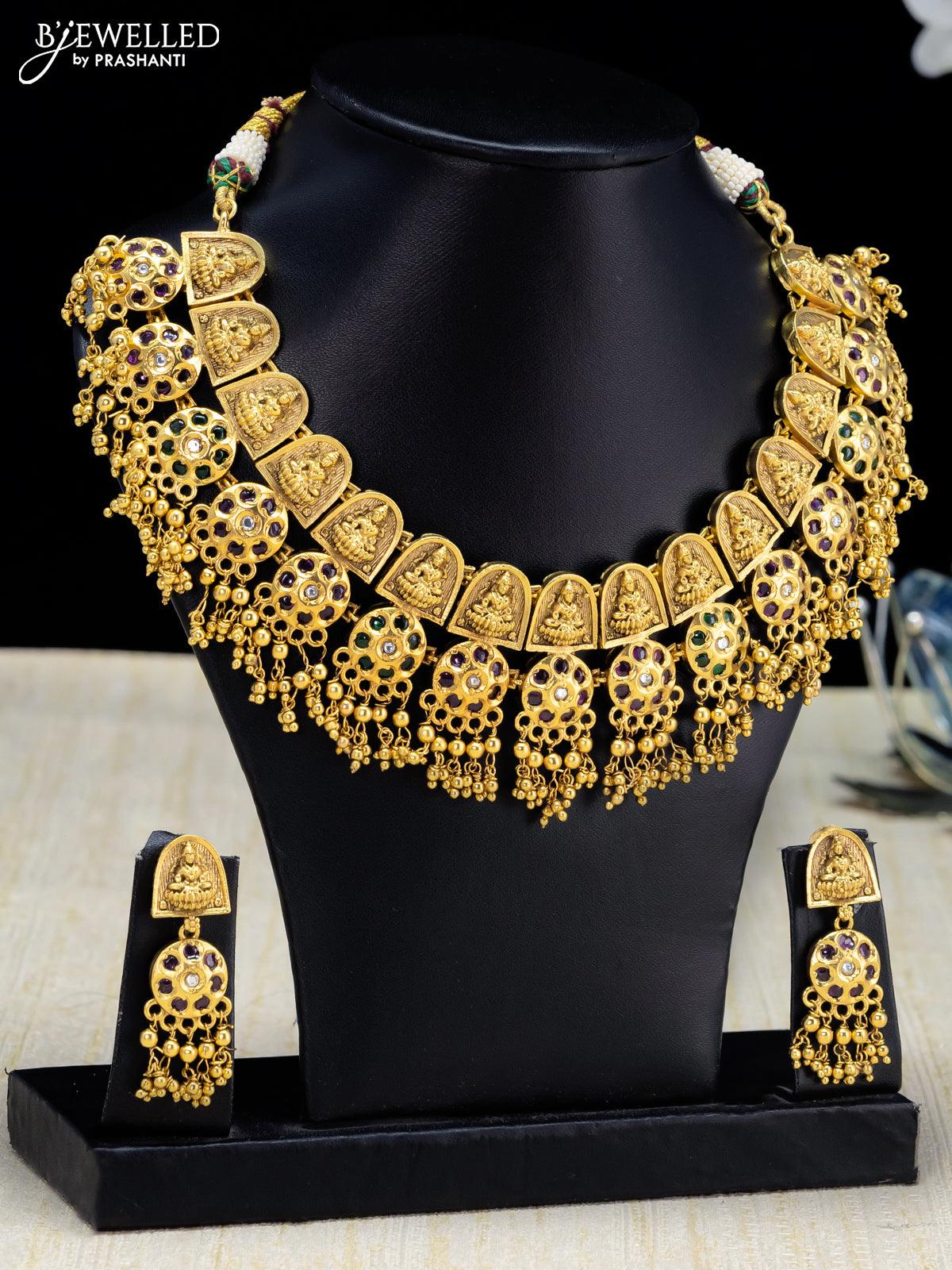 Gold Beads & Pearl Necklace  Art of Gold Jewellery, Coimbatore