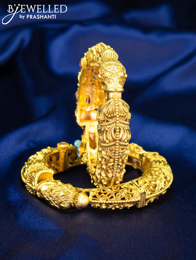 Antique screw type bangle ganesha design with kemp stone - {{ collection.title }} by Prashanti Sarees