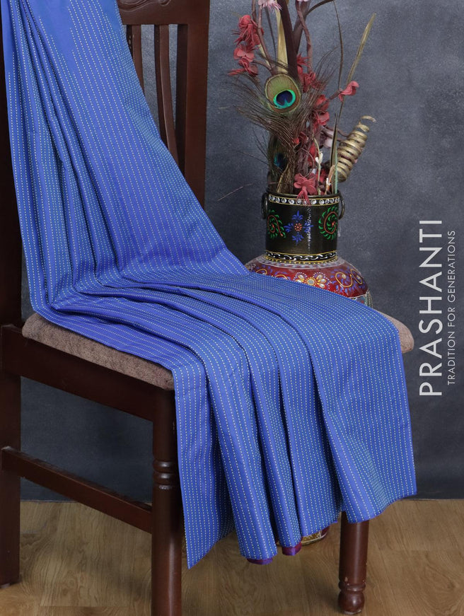 Arani semi silk saree blue with allover thread weaves in borderless style - {{ collection.title }} by Prashanti Sarees