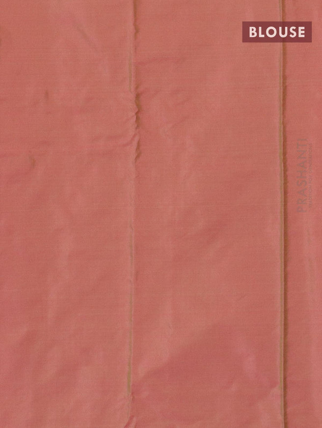 Arani semi silk saree dark pink and dual shade of pinkish green with allover silver zari weaves in borderless style - {{ collection.title }} by Prashanti Sarees