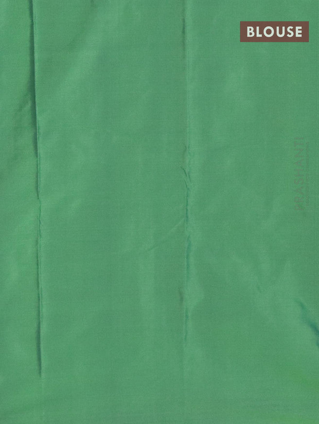 Arani semi silk saree dual shade of green and dual shade of greenish blue with allover copper zari weaves in borderless style - {{ collection.title }} by Prashanti Sarees