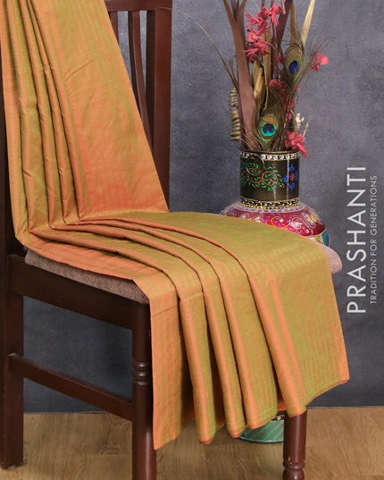 Arani semi silk saree dual shade of green and dual shade of maroon with allover zari weaves in borderless style - {{ collection.title }} by Prashanti Sarees