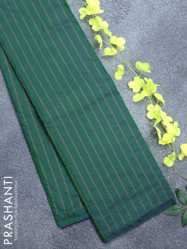 Arani semi silk saree dual shade of green with allover copper zari weaves in borderless style - {{ collection.title }} by Prashanti Sarees