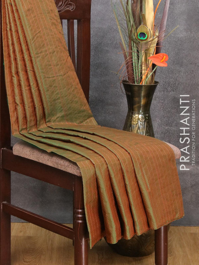 Arani semi silk saree dual shade of green with allover zari weaves in borderless style - {{ collection.title }} by Prashanti Sarees
