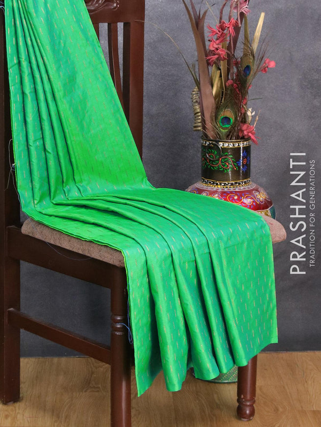 Arani semi silk saree dual shade of green with allover zari woven weaves in borderless style - {{ collection.title }} by Prashanti Sarees