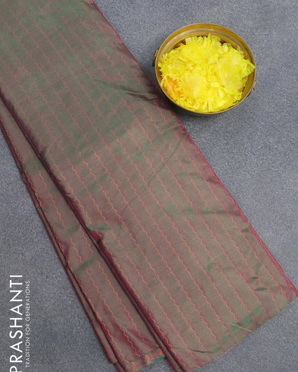 Arani semi silk saree dual shade of greenish pink and green with allover zari weaves in borderless style - {{ collection.title }} by Prashanti Sarees