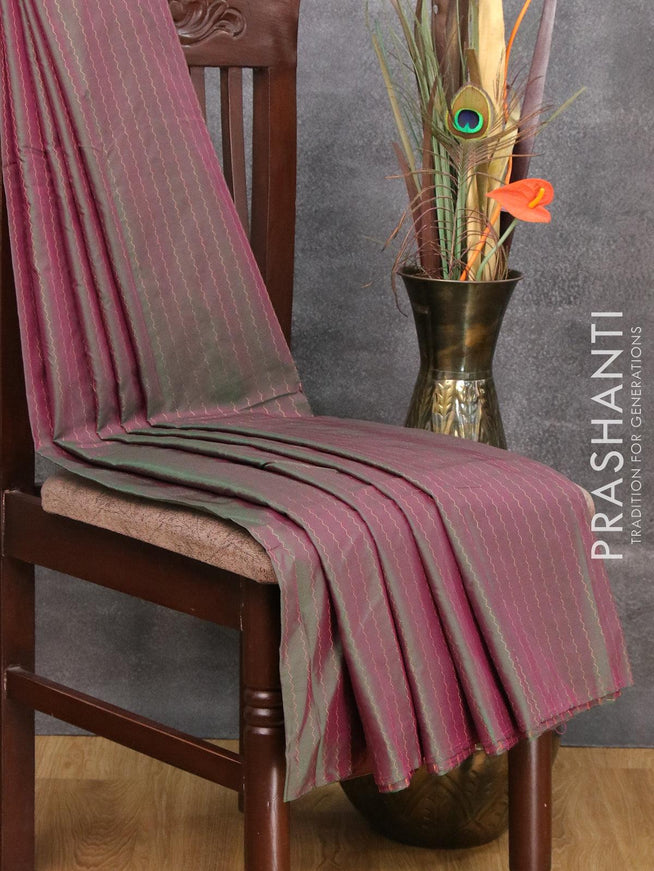 Arani semi silk saree dual shade of greenish pink and green with allover zari weaves in borderless style - {{ collection.title }} by Prashanti Sarees