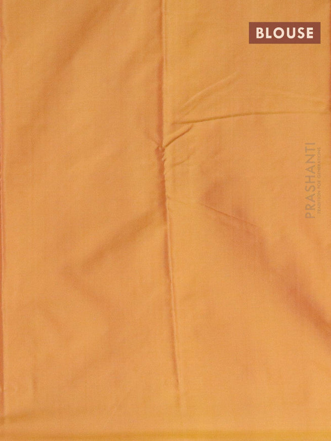 Arani semi silk saree dual shade of mango yellow with copper zari woven butta weaves in borderless style - {{ collection.title }} by Prashanti Sarees