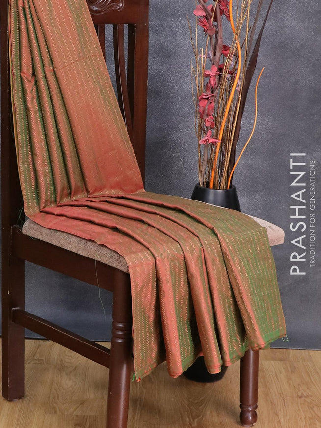 Arani semi silk saree dual shade of maroonish green with allover zari weaves in borderless style - {{ collection.title }} by Prashanti Sarees