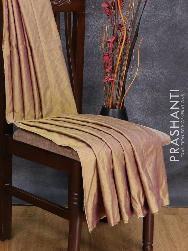 Arani semi silk saree dual shade of olive green and yellow shade with copper zari woven butta weaves in borderless style - {{ collection.title }} by Prashanti Sarees