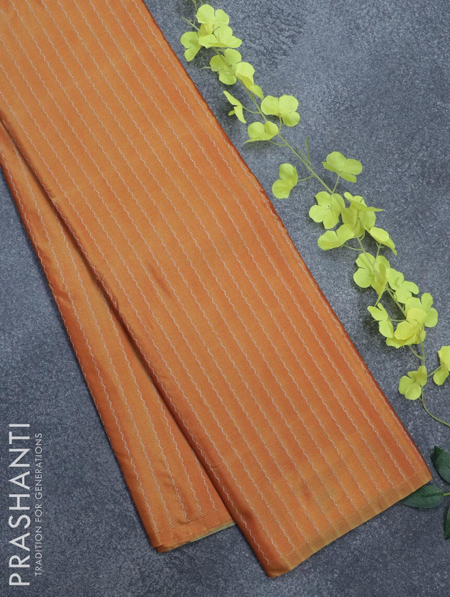 Arani semi silk saree dual shade of yellow and dual shade of yellowish purple with allover copper zari weaves in borderless style - {{ collection.title }} by Prashanti Sarees