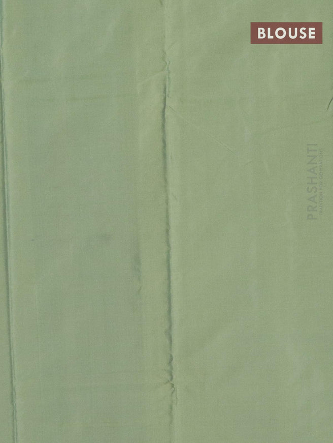 Arani semi silk saree dual shade of yellowish pink and dual shade of yellowish blue with allover silver zari weaves in borderless style - {{ collection.title }} by Prashanti Sarees