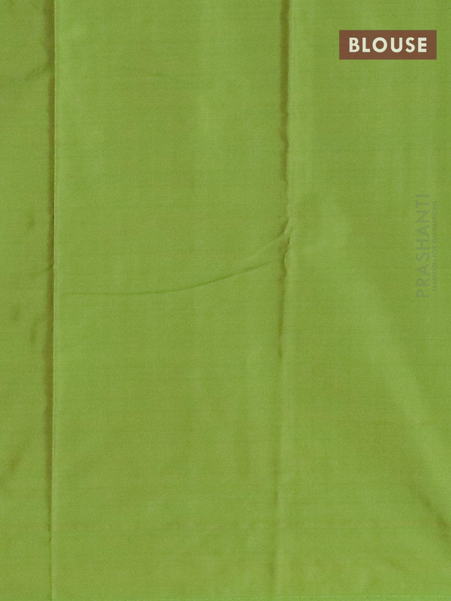 Arani semi silk saree green and dual shade of green with allover copper zari weaves in borderless style - {{ collection.title }} by Prashanti Sarees