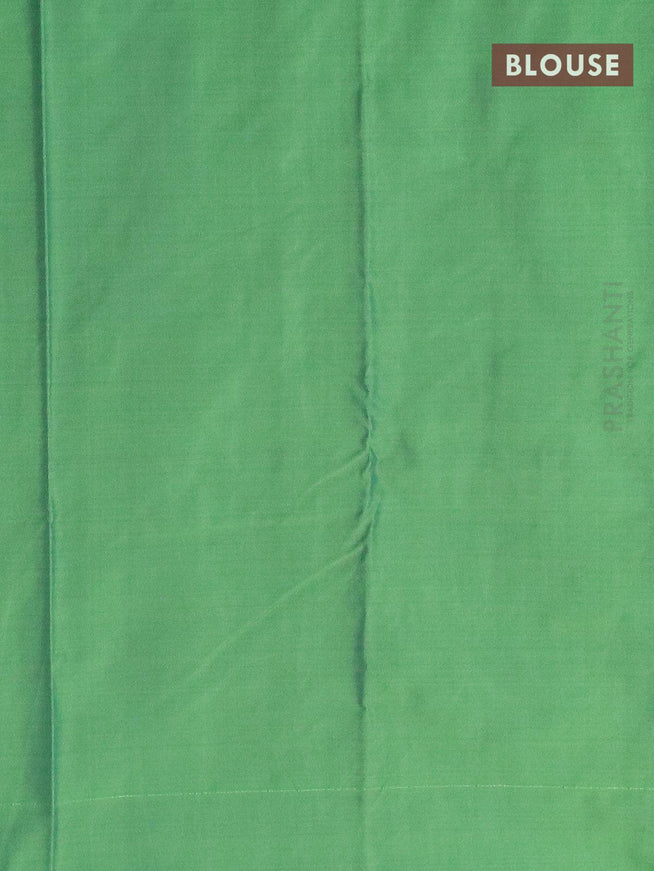 Arani semi silk saree green and dual shade of green with allover copper zari weaves in borderless style - {{ collection.title }} by Prashanti Sarees