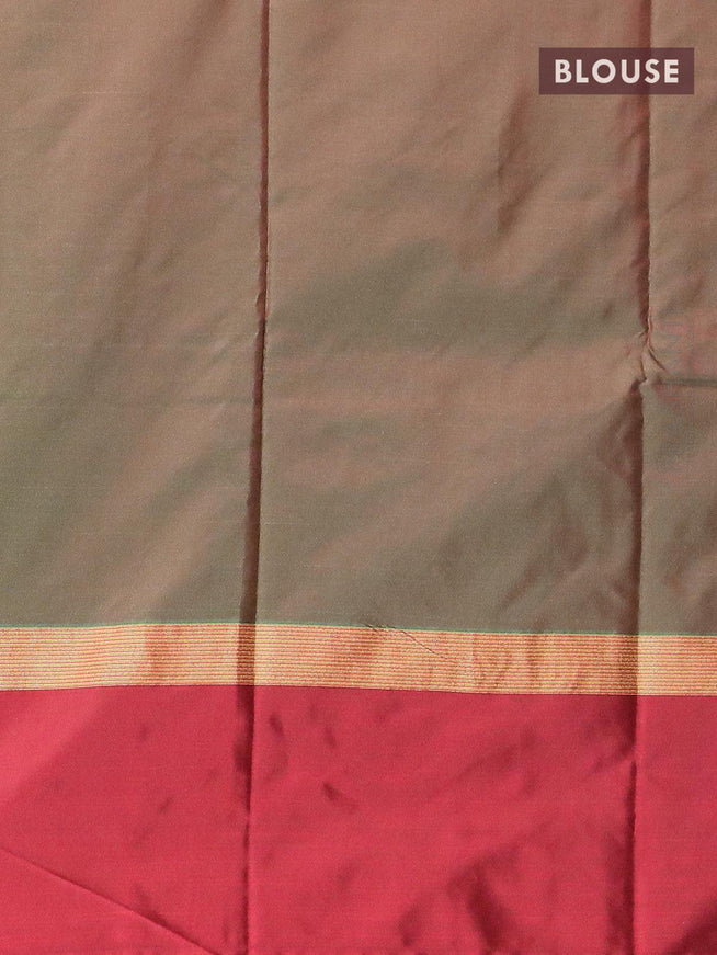 Arani semi silk saree green and dual shade of green with copper zari woven buttas and copper zari woven butta border - {{ collection.title }} by Prashanti Sarees