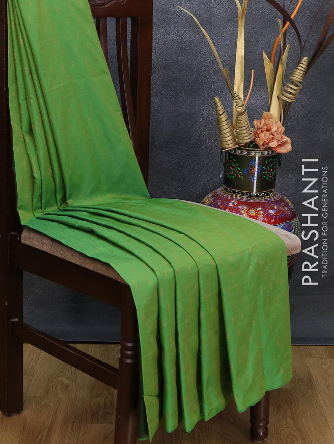 Arani semi silk saree green and dual shade of greenish maroon with allover zari weaves in borderless style - {{ collection.title }} by Prashanti Sarees