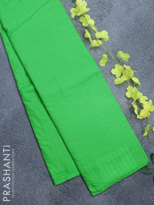 Arani semi silk saree green and dual shade of greenish red with allover copper zari weaves in borderless style - {{ collection.title }} by Prashanti Sarees