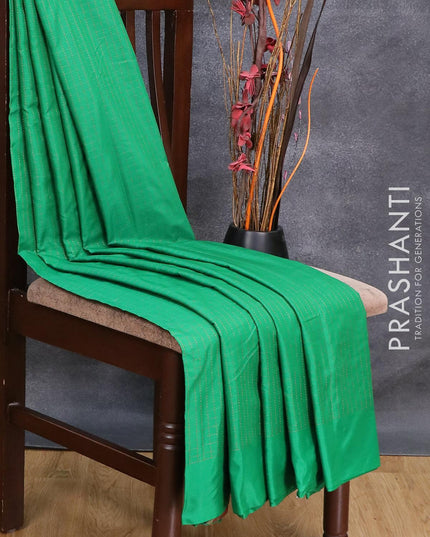 Arani semi silk saree green and dual shade of maroon with allover copper zari checked pattern and simple border - {{ collection.title }} by Prashanti Sarees