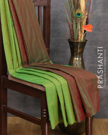 Arani semi silk saree green and dual shade of maroon with allover zari weaves in borderless style - {{ collection.title }} by Prashanti Sarees