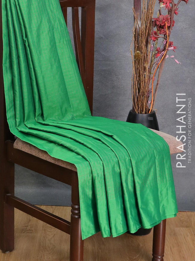 Arani semi silk saree green with allover checked pattern in borderless style - {{ collection.title }} by Prashanti Sarees