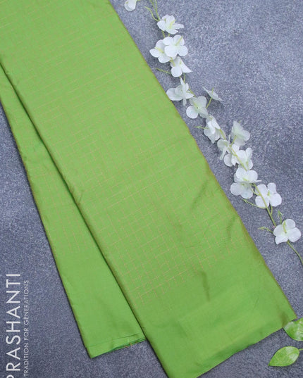 Arani semi silk saree green with allover copper zari checked pattern and simple border - {{ collection.title }} by Prashanti Sarees