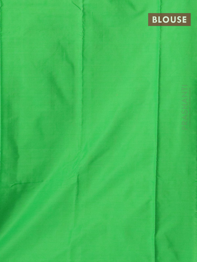 Arani semi silk saree green with allover copper zari weaves in borderless style - {{ collection.title }} by Prashanti Sarees