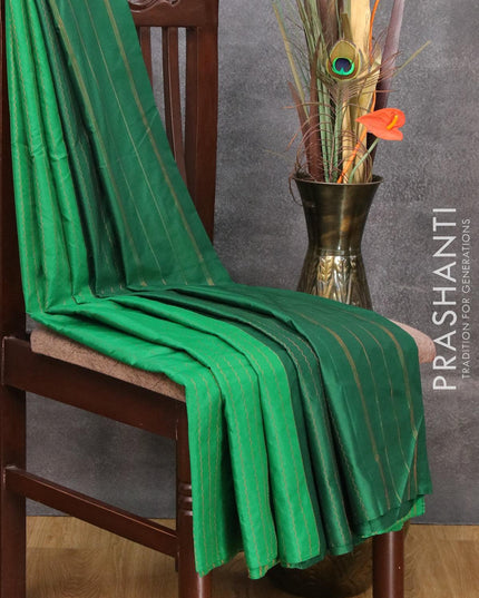 Arani semi silk saree green with allover zari weaves in borderless style - {{ collection.title }} by Prashanti Sarees