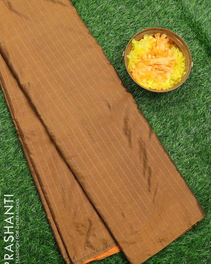Arani semi silk saree honey shade and mango yellow with allover zari weaves in borderless style - {{ collection.title }} by Prashanti Sarees