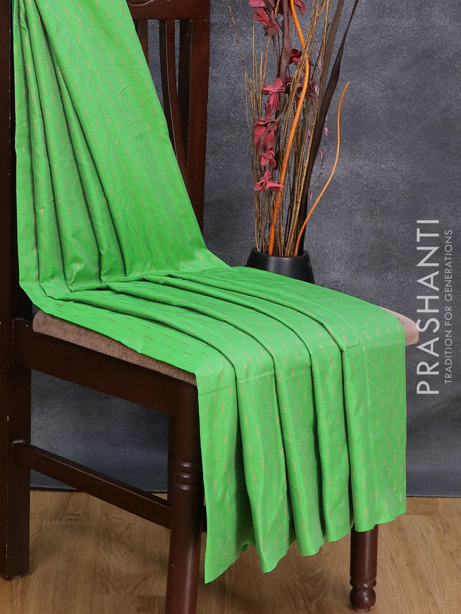 Arani semi silk saree light green and dual shade of blue with copper zari woven butta weaves in borderless style - {{ collection.title }} by Prashanti Sarees