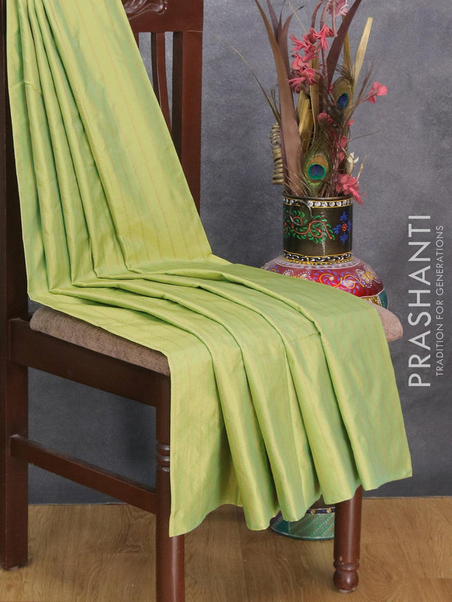 Arani semi silk saree light green and dual shade of pink with allover copper zari weaves in borderless style - {{ collection.title }} by Prashanti Sarees