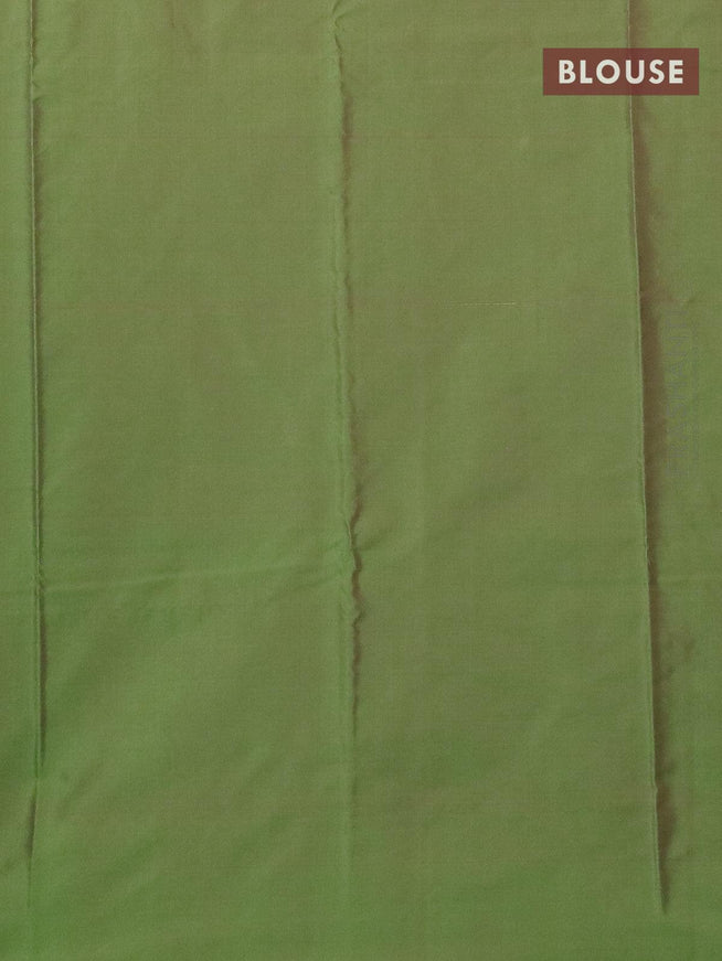 Arani semi silk saree light green with allover copper zari checked pattern and simple border - {{ collection.title }} by Prashanti Sarees