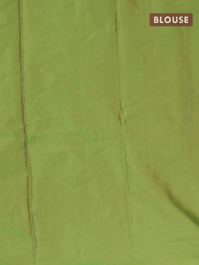 Arani semi silk saree light green with allover copper zari weaves in borderless style - {{ collection.title }} by Prashanti Sarees
