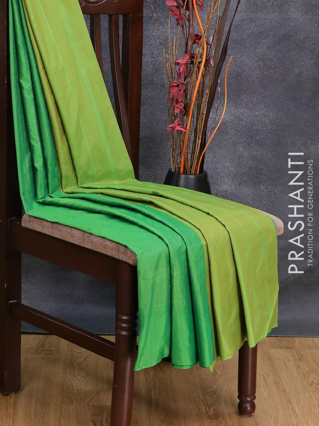 Arani semi silk saree light green with allover silver zari checked pattern and simple border - {{ collection.title }} by Prashanti Sarees