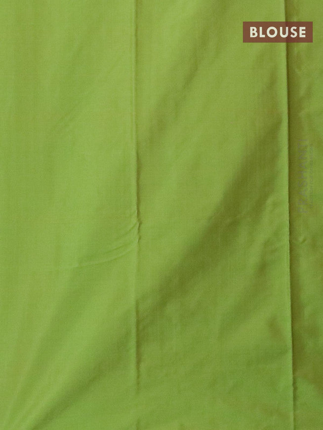 Arani semi silk saree light green with allover silver zari checked pattern and simple border - {{ collection.title }} by Prashanti Sarees