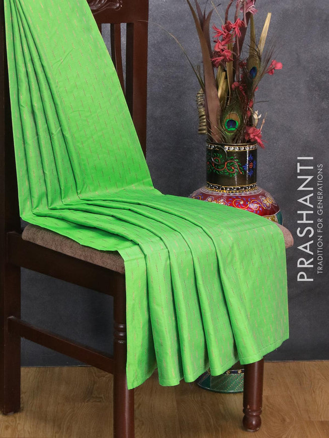 Arani semi silk saree light green with copper zari woven butta weaves in borderless style - {{ collection.title }} by Prashanti Sarees