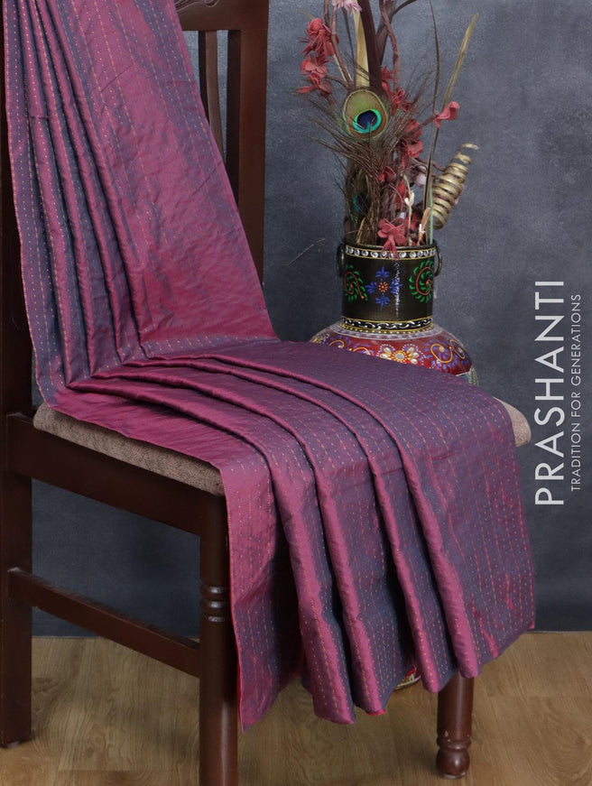 Arani semi silk saree magenta pink and pink with allover copper zari weaves in borderless style - {{ collection.title }} by Prashanti Sarees