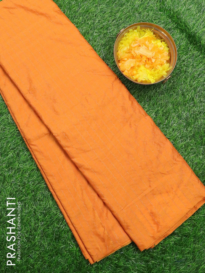 Arani semi silk saree mango yellow and mustard shade with allover zari weaves in borderless style - {{ collection.title }} by Prashanti Sarees