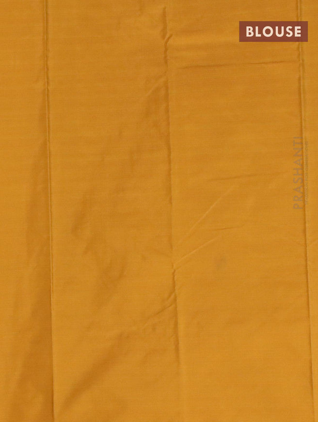 Arani semi silk saree mango yellow and mustard shade with allover zari weaves in borderless style - {{ collection.title }} by Prashanti Sarees