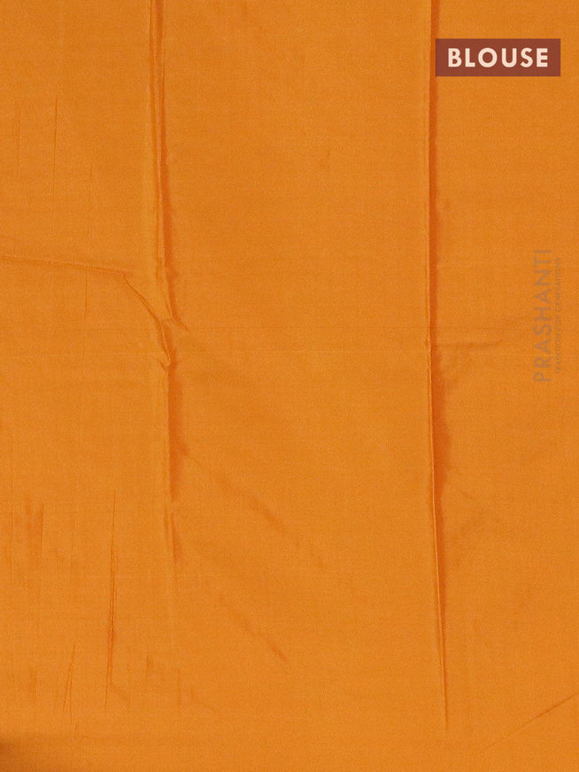 Arani semi silk saree mango yellow with allover thread weaves in borderless style - {{ collection.title }} by Prashanti Sarees