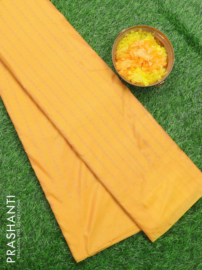 Arani semi silk saree mango yellow with allover zari weaves in borderless style - {{ collection.title }} by Prashanti Sarees