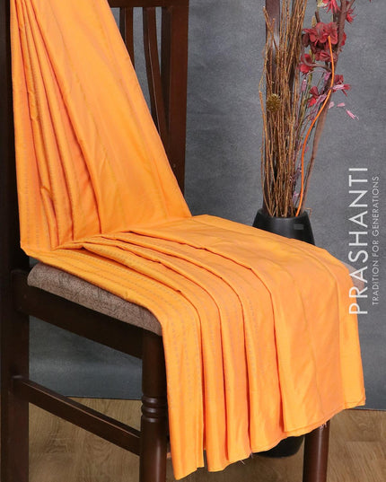 Arani semi silk saree mango yellow with allover zari weaves in borderless style - {{ collection.title }} by Prashanti Sarees
