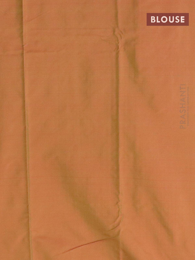 Arani semi silk saree maroon and dual shade of green with copper zari woven butta weaves in borderless style - {{ collection.title }} by Prashanti Sarees