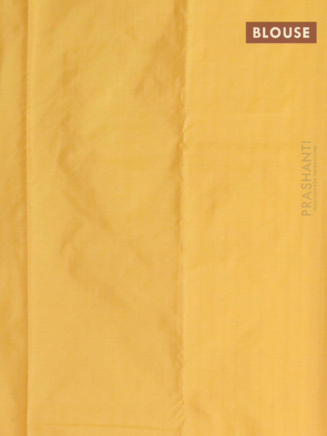 Arani semi silk saree mustard yellow and pale yellow with copper zari woven butta weaves in borderless style - {{ collection.title }} by Prashanti Sarees