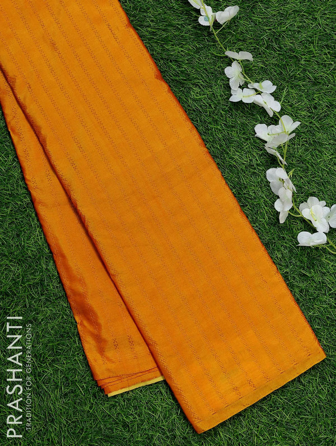 Arani semi silk saree mustard yellow with allover copper zari weaves in borderless style - {{ collection.title }} by Prashanti Sarees