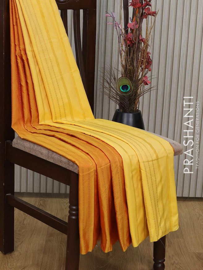 Arani semi silk saree mustard yellow with allover copper zari weaves in borderless style - {{ collection.title }} by Prashanti Sarees